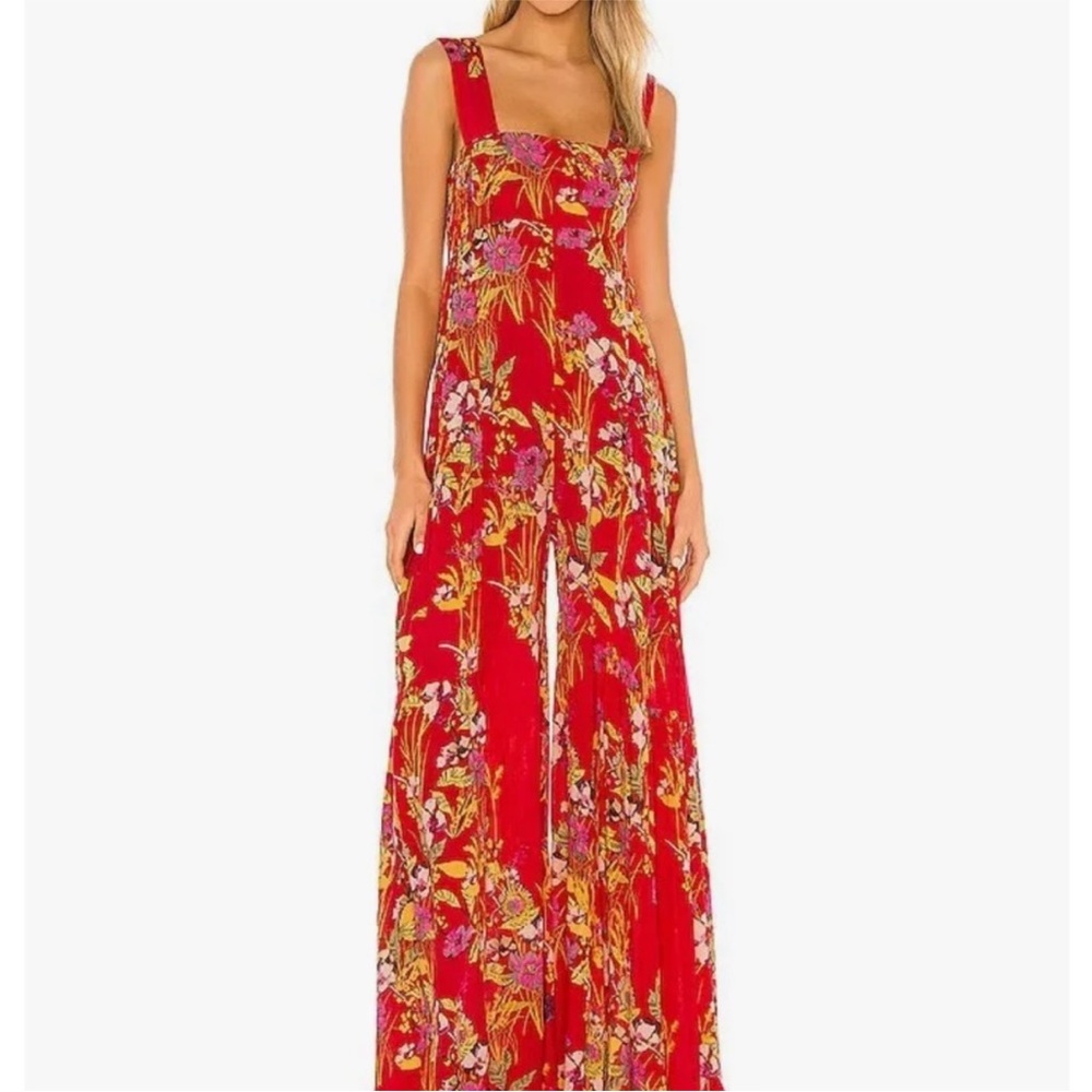 Free People Aloha Floral Jumpsuit - Red - Small